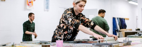 Student in fabric workshop