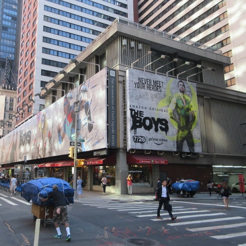 The Boys poster on a building