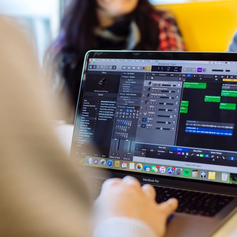 Garageband being used on MacBook