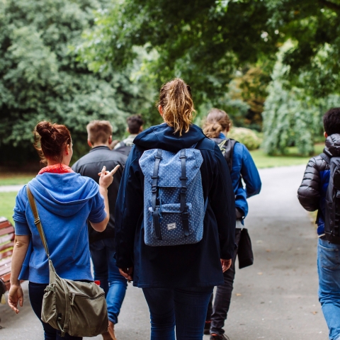 Students walking together in Victoria Park