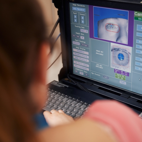 Person using eye tracking software