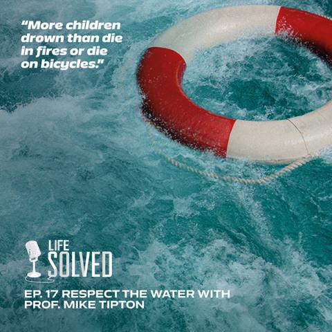 Life ring in choppy water. Life Solved logo in bottom left corner and quote top left