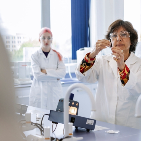 Photo of female staff member in lab coat presenting experiment
Salter Festival of Chemistry
NOT FOR THIRD PARTY CONSENT