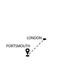 显示伦敦到朴茨茅斯距离的地图