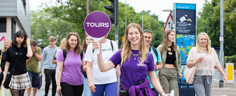 student leading tour