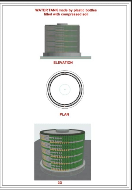 Water tank to be constructed with plastic bottles