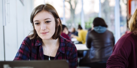 Student working at a computer