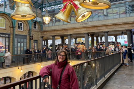 Lucille Seppi enjoying Christmas decorations