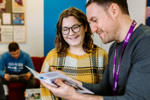 Students with a financial advisor