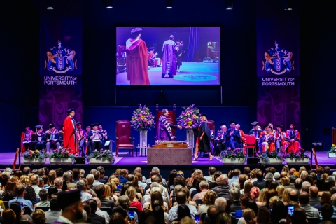  Graduation audience watching stage